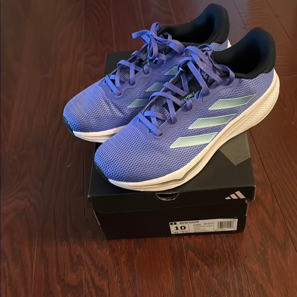 Adidas Purple-blue Athletic Running Shoes with Classic Stripes